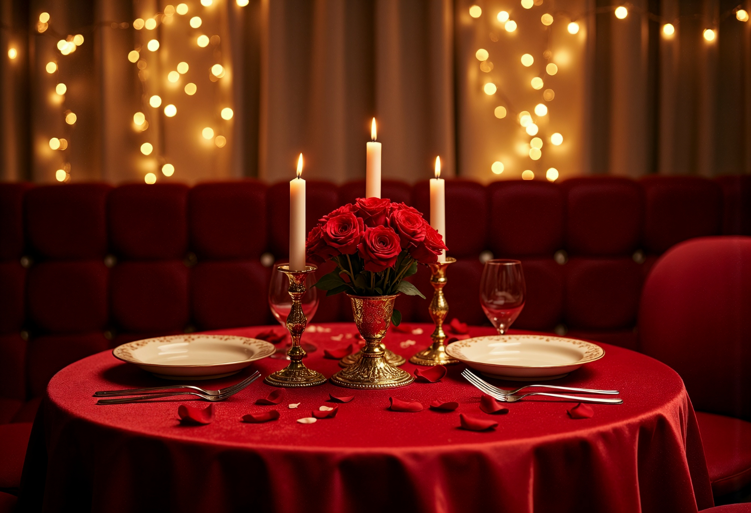 Escenario de cena romántica e íntima